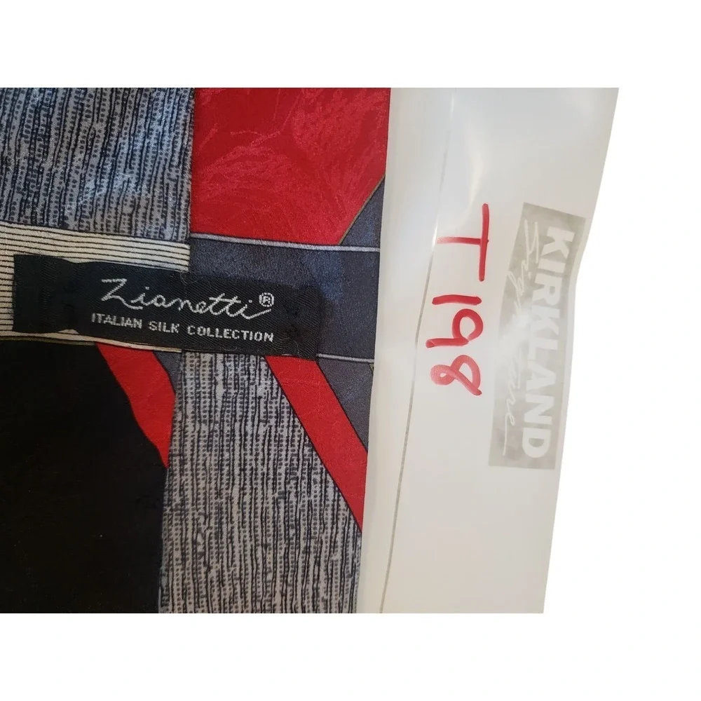 Zionetti Mens Tie Necktie Designer‎ Luxury Black Gray Red Geometric Italian Silk